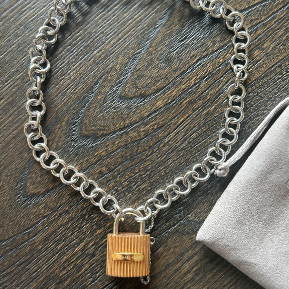 Michael Kors Silver Necklace with Rose Gold Lock Charm - Picture 2 of 5